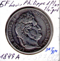 France. 5 Francs Louis Philippe 1847 A - 5 Francs
