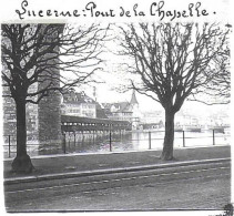 SUISSE / LUCERNE / PONT DE LA CHAPELLE / DEBUT 20 EME / PLAQUE DE VERRE PHOTO STEREO / - Plaques De Verre