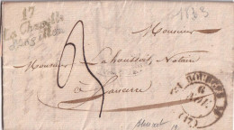 France Marcophilie - Cursive 17 / La Chapelle / D'Angillon - 1833 - Avec Texte - Indice 19 - TB - 1801-1848: Précurseurs XIX