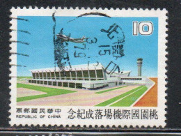 CHINA REPUBLIC CINA TAIWAN FORMOSA 1978 TAOYUAN AIRPORT PASSENGER TERMINAL CONTROL TOWER 10$ USED USATO OBLITERE - Usati