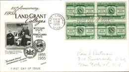 USA ETATS UNIS LETTRE FDC 1955 LAND GRANT COLLEGES - 1951-1960