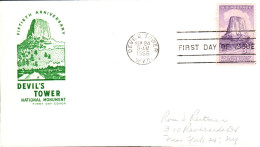 USA ETATS UNIS LETTRE FDC 1956 DEVILS TOWER MONUMENT - 1951-1960