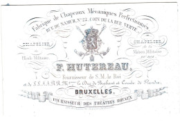 Belgique "Carte Porcelaine" Porseleinkaart,P. Hutereau, Chapeaux, Fournisseur De S. M. Le Roi, Bruxelles, Dim:112 X 70mm - Porseleinkaarten