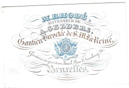 Belgique "Carte Porcelaine" Porseleinkaart, M. Rhodé, Gantoère Brevetée De S. M. La Reine , Bruxelles, Dim:100 X 67mm - Porseleinkaarten