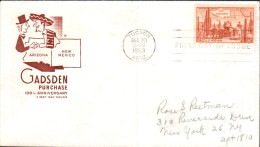 USA ETATS UNIS LETTRE FDC 1953 100 ANS GADSDEN PURCHASE - 1941-1950