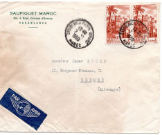 68140 - Marokko - 1950 - 2@20F A LpBf (etw Fleckig) CASABLANCA -> Westdeutschland - Cartas & Documentos