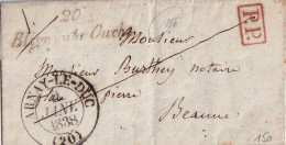 France Marcophilie - Cursive 20 / Bligny Sur Ouche & PP - 1838 - Avec Texte - Indice 8 - TB - 1801-1848: Vorläufer XIX