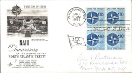 USA ETATS UNIS LETTRE FDC 1959 10 ANS DE L'OTAN - 1951-1960