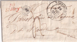 France Marcophilie - Cursive 30 / Jory En Rouge - 1847 - Avec Texte De Onder - Indice 17 - TB - 1801-1848: Precursori XIX