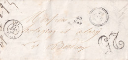 France Marcophilie - Cursive 45 / Sos - 1853 - Avec Texte - Indice 9 - TB - 1801-1848: Précurseurs XIX