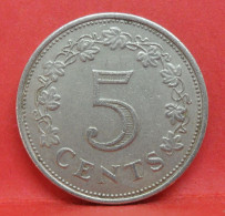 5 Cents 1972 - TTB - Pièce De Monnaie Malte - Article N°3683 - Malte