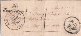 France Marcophilie - Cursive 50 / Juzennecourt - 1842 - Avec Texte - Indice 14 - TB - 1801-1848: Précurseurs XIX