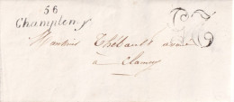 France Marcophilie - Cursive 56 / Champlemy - 1851 - Avec Texte - Indice 11 - TB - 1801-1848: Precursori XIX