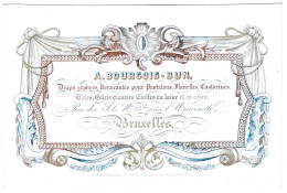 Belgique "Carte Porcelaine" Porseleinkaart, A. Bourgois Bun, Draps étoffes ..., Bruxelles, Dim:134 X 88mm - Cartes Porcelaine