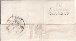 France Marcophilie - Cursive 56 / Entrains / CLAMECY - 1845 - Avec Texte - Indice 14 - TB - 1801-1848: Vorläufer XIX
