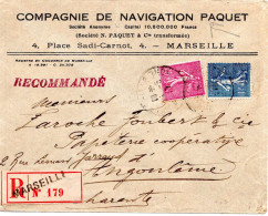 68154 - Frankreich - 1917 - 1F Säerin MiF A R-Bf MARSEILLE -> ANGOULEME - 1903-60 Sower - Ligned