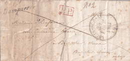 France Marcophilie - Cursive 9 / Dampierre & PP - 1842 - Avec Texte - Indice 14 - TB - 1801-1848: Voorlopers XIX