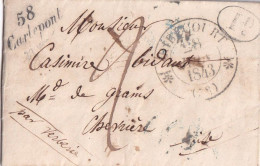 France Marcophilie - Cursive 58 / Carlepont - 1843 - Avec Texte - Indice 14 - TB - 1801-1848: Vorläufer XIX