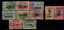 - CONGO BELGE - 1908 - YT N° 30 / 39 - Oblitérés - Surcharges Cachets A Main - Série Complète - Gebraucht