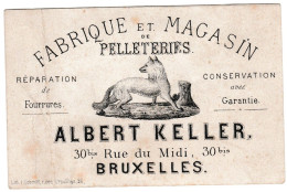 Belgique Carte "type" Porcelaine, Albert Keller, Fab Et Magasin De Pelleteries, Bruxelles, Dim:108 X 70mm - Cartoline Porcellana