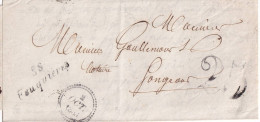 France Marcophilie - Cursive 58 / Feuquières - 1853 - Avec Texte - Indice 9 - TB - 1801-1848: Precursors XIX