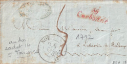 France Marcophilie - Cursive 30 / Carbonne En Rouge - 1845 - Avec Texte - Indice 15 - TB - 1801-1848: Voorlopers XIX