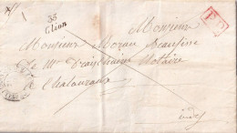 France Marcophilie - Cursive 35 / Clion & PP - 1849 - Avec Texte - Indice 10 - TB - 1801-1848: Vorläufer XIX