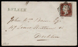 1848 Cover To Dublin With 1841 1d Red And Superb BELEEK In Green - Préphilatélie