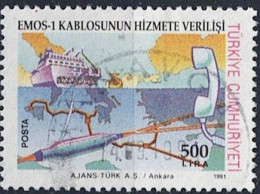 Türkei Turkey Turquie - Inbetriebnahme Des Mittelmeerkabels EMOS-1 (MiNr: 2924 C) 1991 - Gest. Used Obl - Usados