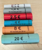 Lithuania 6 Full UNC Mint Rolls 1 Cent - 50 Cents. KM#205 -210. Random Years 2015-2022 - Rollen