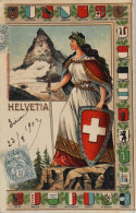 CPA - Précurseur - Blason Lithographie Gaufrée - Schweiz, Helvetia, Axt, Patriotik, Kantonswappen - TBE - St. Anton