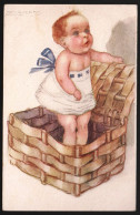 ILLUSTRATORE MAUZAN - 1918 -  BAMBINO IN UNA CESTA - ENFANT - KINDER (ILS90) POSTA MILITARE 21 A - Mauzan, L.A.