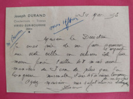 38 - VIRIEU SUR BOURRE - Carte Pub De Joseph Durand; Confections Tissus - Virieu