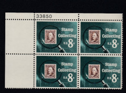 Sc#1474, 8-cent Stamp Collecting Theme 1972 Issue, Plate # Block Of 4 US Stamps - Números De Placas