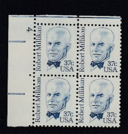 Sc#1866, 37-cent Robert Millikan Physicist Theme Great Americans Issue, Plate # Block Of 4 US Stamps - Plattennummern