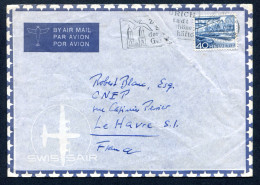 RC 25654 SUISSE 1952 ZURICH CURIOSITÉ PLI ACCORDÉON DE LA FLAMME OBLITÉRATION MÉCANIQUE POUR LE HAVRE EN FRANCE - Poststempel