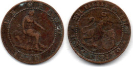 MA 23653 / Espagne - Spain - Spanien 1 Centimo 1870 TB+ - First Minting