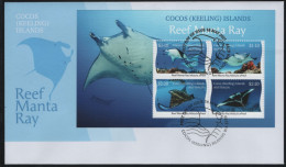 Cocos Islands 2021 FDC Reef Manta Rays Sheet - Cocos (Keeling) Islands