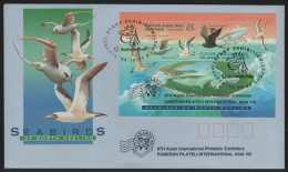 Cocos Islands 1995 FDC Sc 301b Masked Booby, White Tern Seabirds Sheet O/P - Cocos (Keeling) Islands