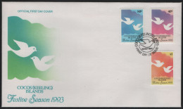 Cocos Islands 1993 FDC Sc 286-288 Doves Festive Season - Cocos (Keeling) Islands