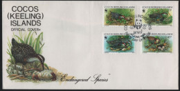 Cocos Islands 1992 FDC Sc 262a-262d Cocos Buff-banded Rail WWF - Cocos (Keeling) Islands