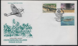 Cocos Islands 1992 FDC Sc 264-266 WWII Airplanes - Cocos (Keeling) Islands