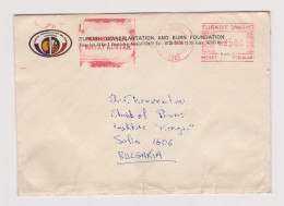 Turkey 1984 TRANSPLANTATION AND BURN FOUNDATION Cover Machine EMA METER Stamp Cachet Sent Abroad To Bulgaria (66110) - Covers & Documents