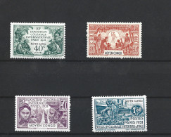 !!! CONGO N°109/112, SÉRIE EXPOSITION COLONIALE INTERNATIONALE PARIS 1931, NEUFS* - Unused Stamps