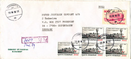 Romania Registered Cover Sent To Denmark 16-4-1998 Topic Stamps (sent From The Embassy Of Pakistan Bucharest) - Brieven En Documenten