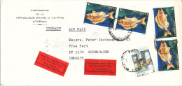 Greece Cover Sent Express Air Mail To Denmark 19-2-1982 Topic Stamps FISH (sent From The Embassy Of Egypt Athenes) - Storia Postale