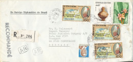 Ivory Coast Registered Cover Sent Air Mail To Denmark 22-12-1986 Topic Stamps (sent From The Embassy Of Brazil Abidjan) - Côte D'Ivoire (1960-...)