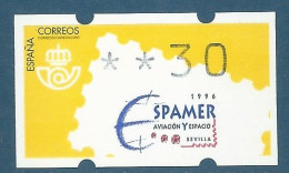 Espagne Timbre De Distributeur - ATM Issu De La Série N°13 - Logo De L'exposition Philatélique Espamer'96 30p Neuf** - Timbres De Distributeurs [ATM]