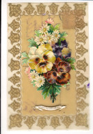 ZVR-21  Carte Plastic Transparente  Fleurs Et Pensées . Souvenir Coeur Affectueux. Circulé 1907 - Autres & Non Classés