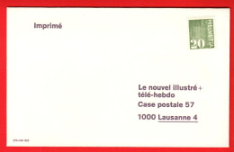 ZVR-31 Lettre Imprimé Avec Timbre 20 Ct. Non Oblitéré Vers Télé-Hebdo Lausanne - Brieven En Documenten